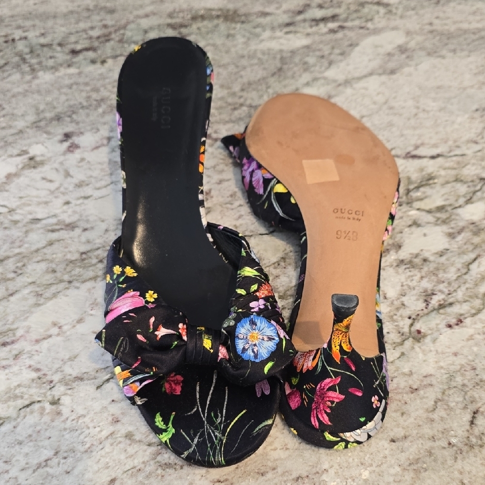 Gucci Black Floral Women's Mules - Picture 4 of 6